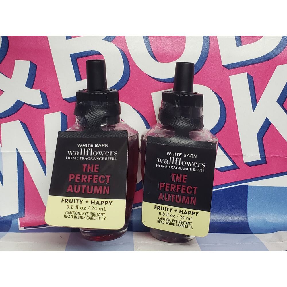 BBW The Perfect Autumn FRUITY & HAPPY Wallflower Home Fragrance 2 Refills